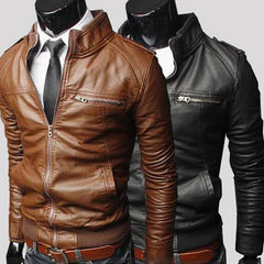 Jaqueta de couro masculina de couro estilo novo outono e inverno