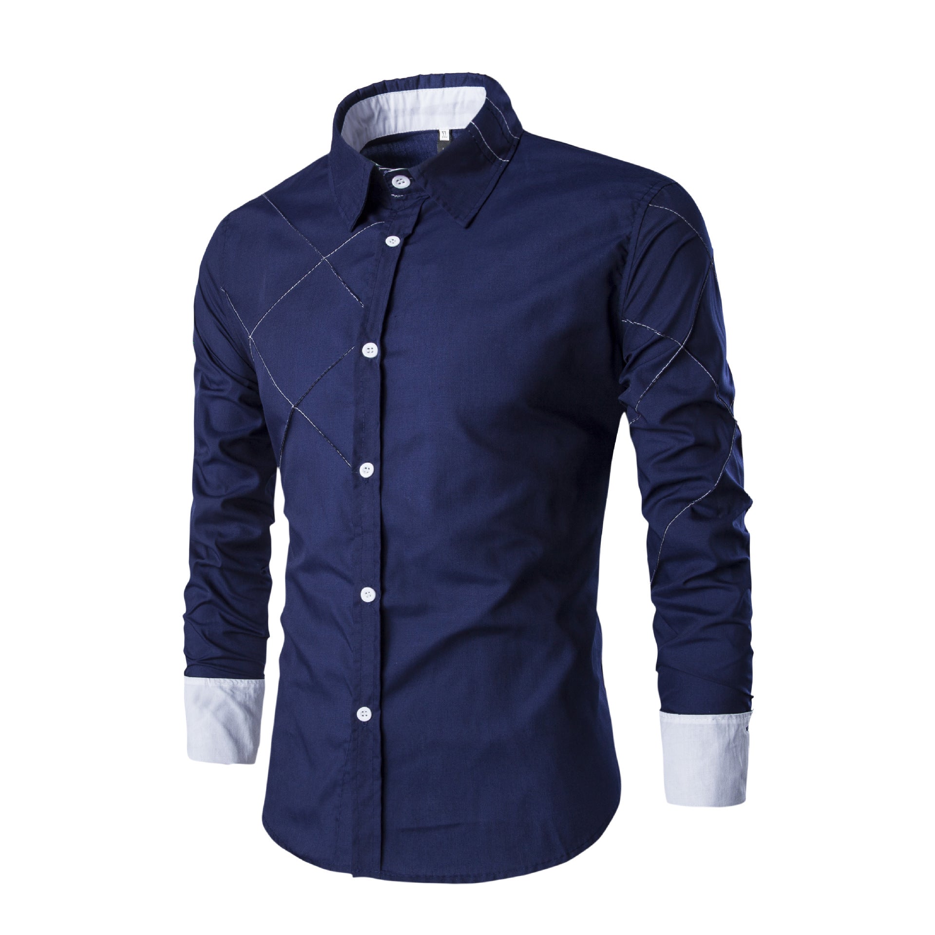 Nova camisa masculina de manga comprida camisa xadrez casual