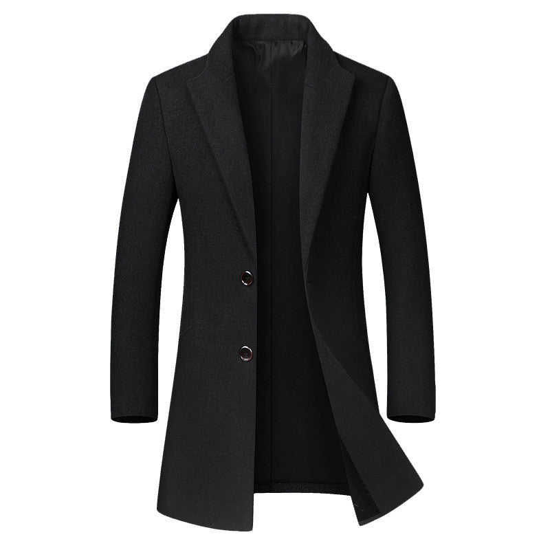 Casaco longo masculino de lã, trench coat 