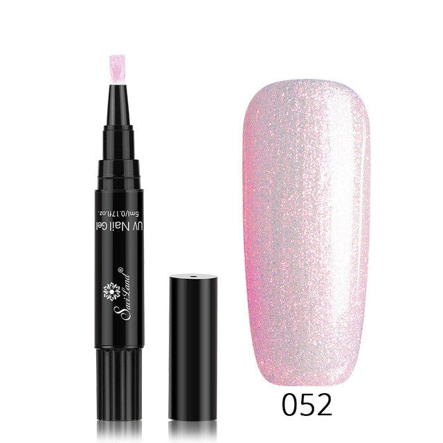 3 em 1 Gel Nail Verniz Caneta Glitter One Step Nail Art Gel Polonês Híbrido