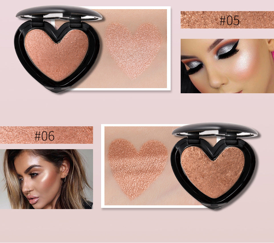 Paleta de iluminadores dorados Iluminador cosmético Contorno de rostro Maquillaje Glow Polvos bronceadores Roze Shimmer High Lighter Heart 