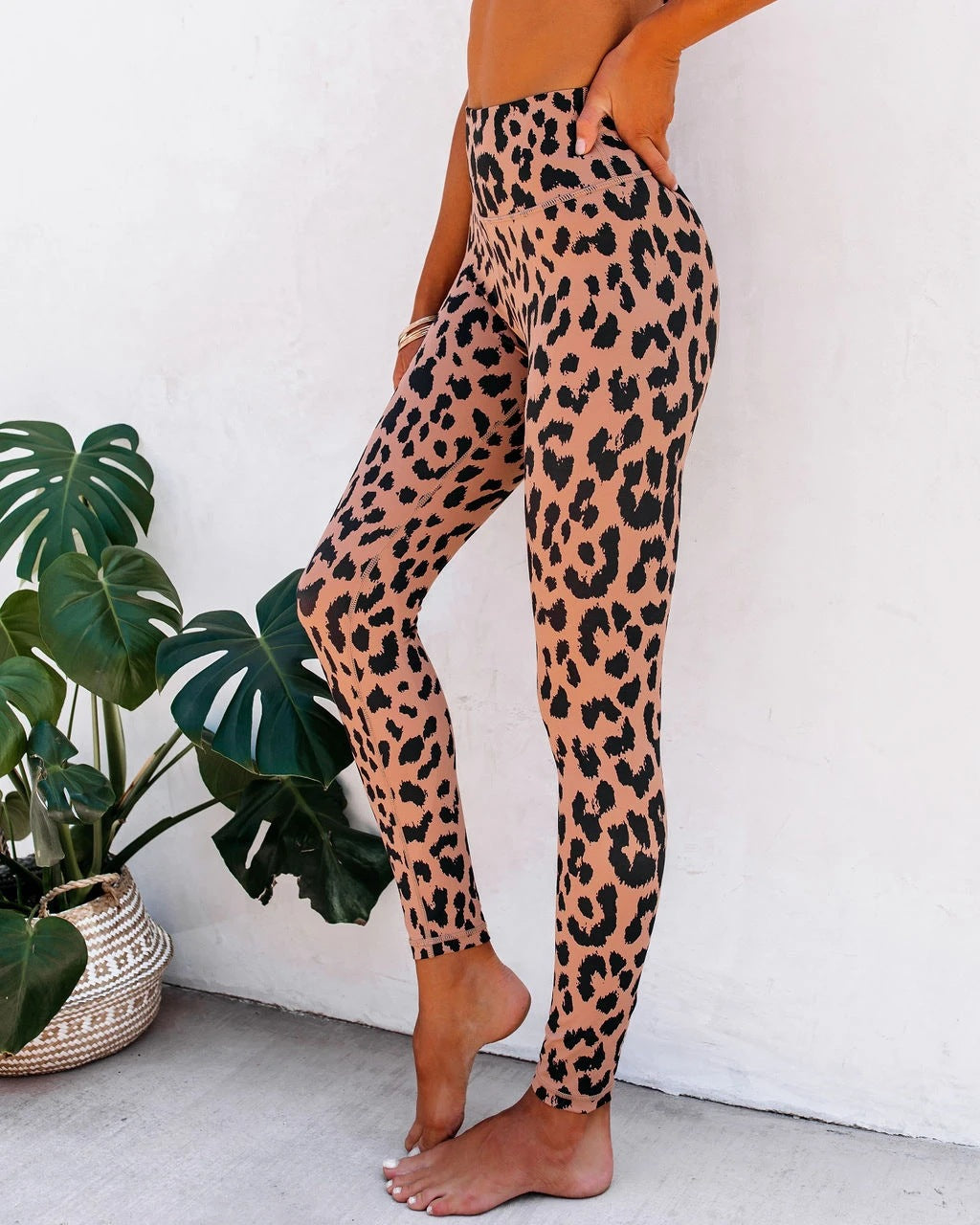 Traje de yoga con estampado de leopardo para mujer con estampado digital