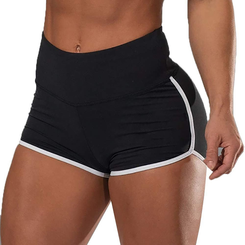 Shorts esportivos de corrida com cintura alta e cor sólida sexy e justo