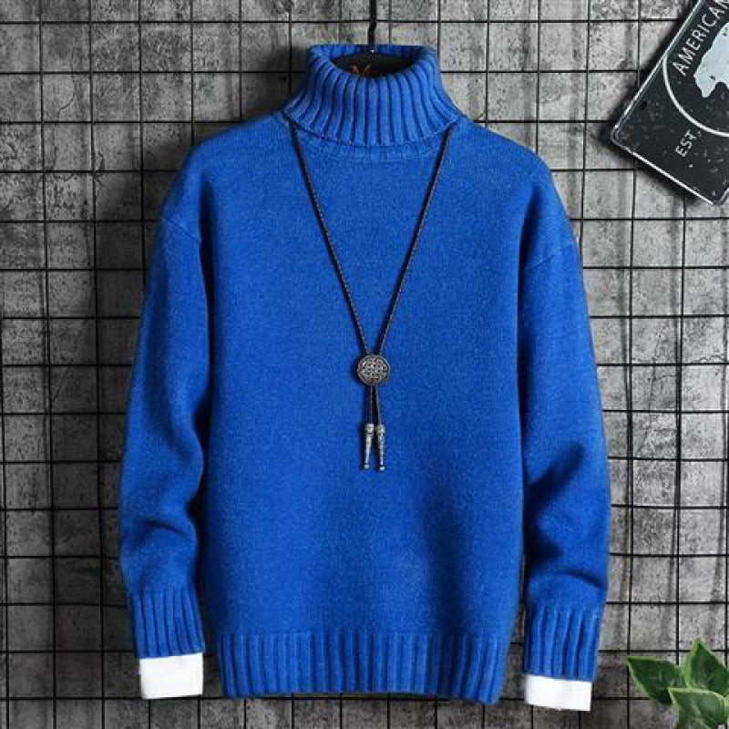 Suéter de gola alta masculino estilo coreano tendência grossa inverno