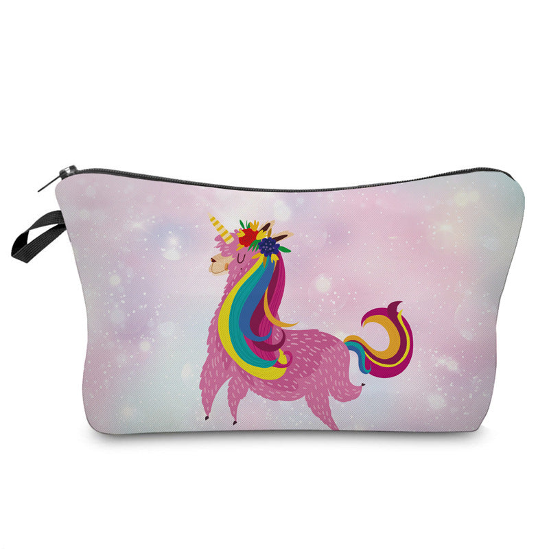 Bolsa de cosméticos multifunción con estampado digital 3D de alpaca y llama para mujer