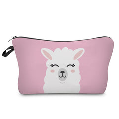 Bolsa de cosméticos multifunción con estampado digital 3D de alpaca y llama para mujer