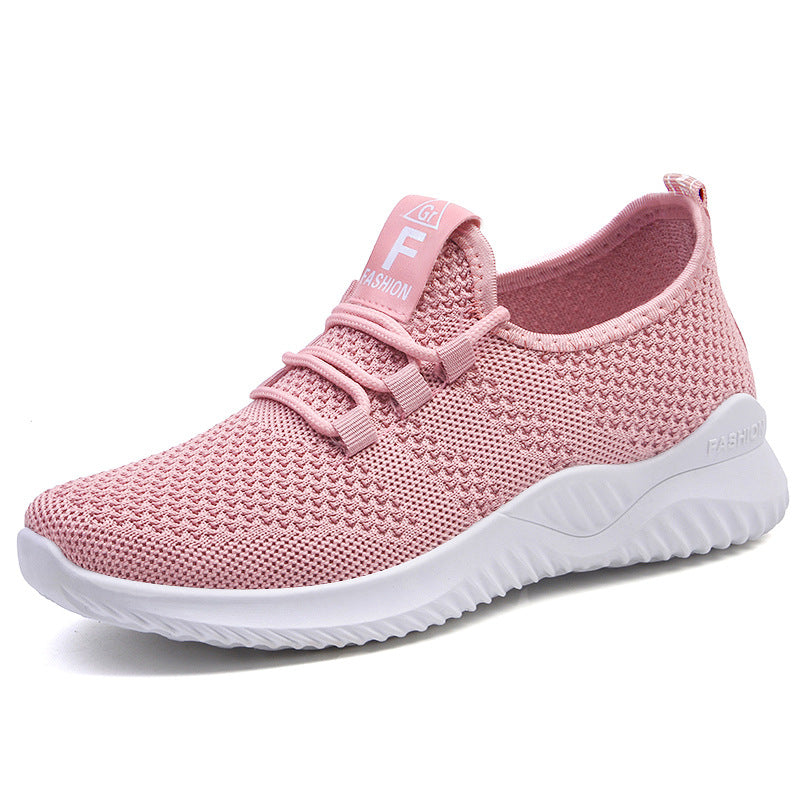 Tênis confortáveis ​​​​de tecido voador respirável feminino sapatos casuais