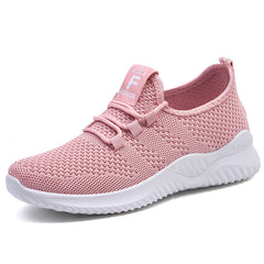 Tênis confortáveis ​​​​de tecido voador respirável feminino sapatos casuais