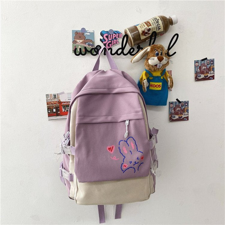 Kawaii Nylon Mulheres Mochila Escolar Mochilas Para Meninas Mochila De Viagem Nova Moda Coelho Estampa MochilasTeen Meninas Mochila Feminina