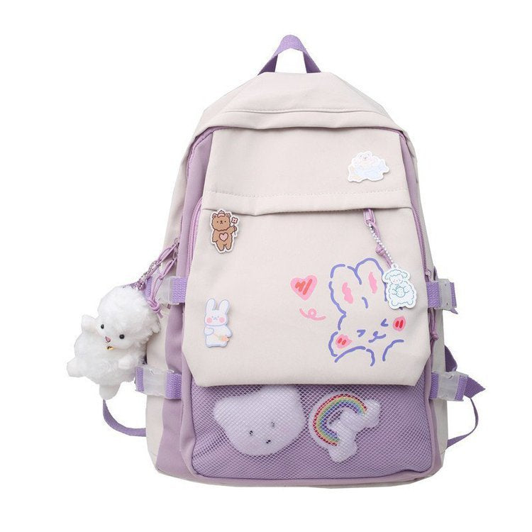 Kawaii Nylon Mulheres Mochila Escolar Mochilas Para Meninas Mochila De Viagem Nova Moda Coelho Estampa MochilasTeen Meninas Mochila Feminina