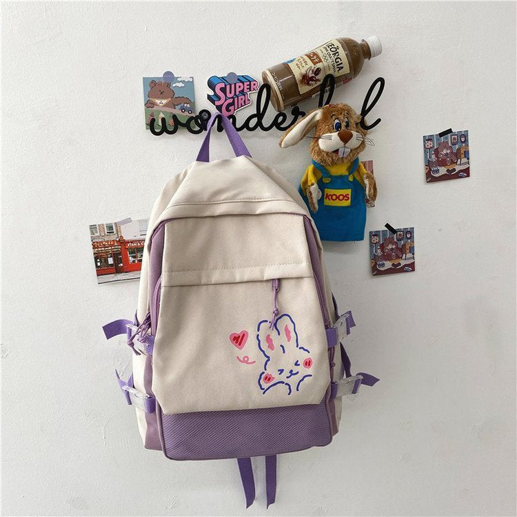 Kawaii Nylon Mulheres Mochila Escolar Mochilas Para Meninas Mochila De Viagem Nova Moda Coelho Estampa MochilasTeen Meninas Mochila Feminina