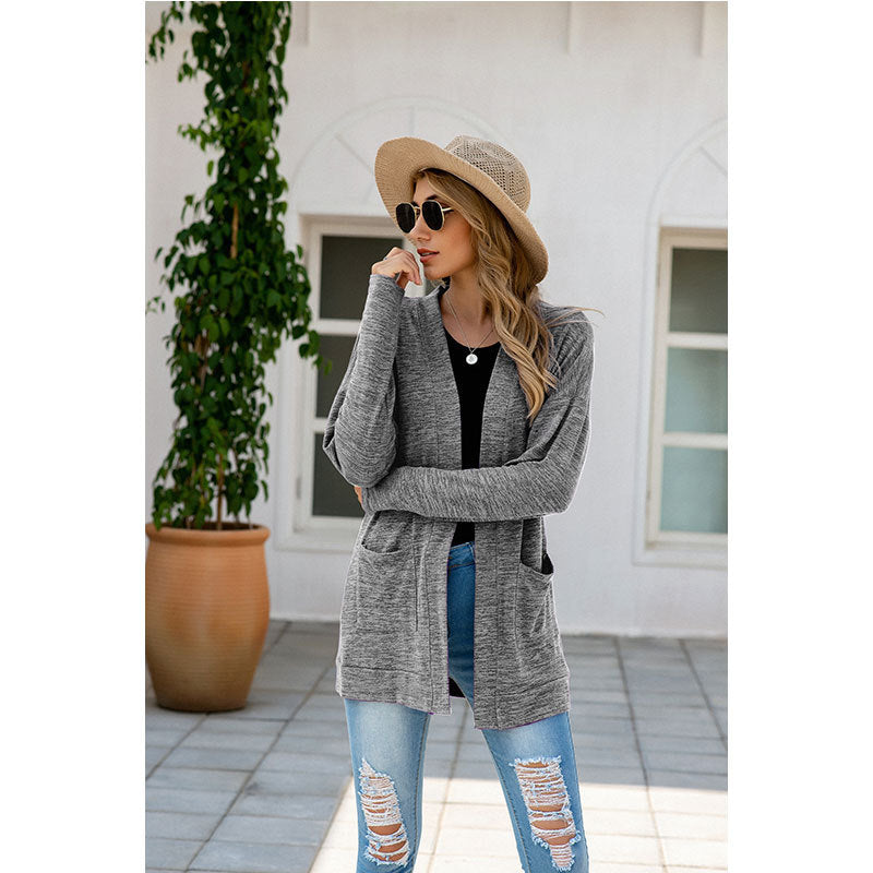 Casaco Cardigan Manga Comprida com Bolso