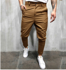 Pantalones de ocio de tejido ajustado de color liso para hombre