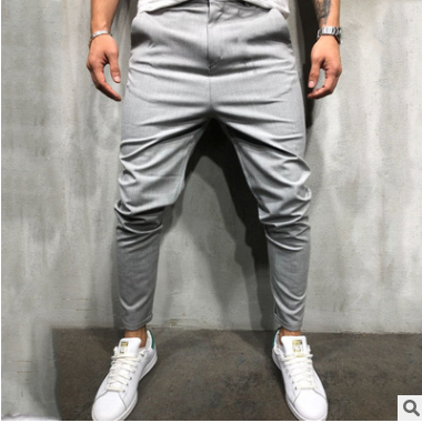 Pantalones de ocio de tejido ajustado de color liso para hombre