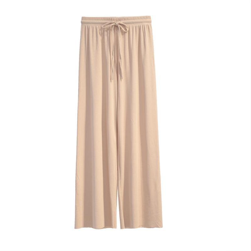 Pantalones de seda de hielo de pierna ancha, culottes rectos de nueve puntas, sección delgada