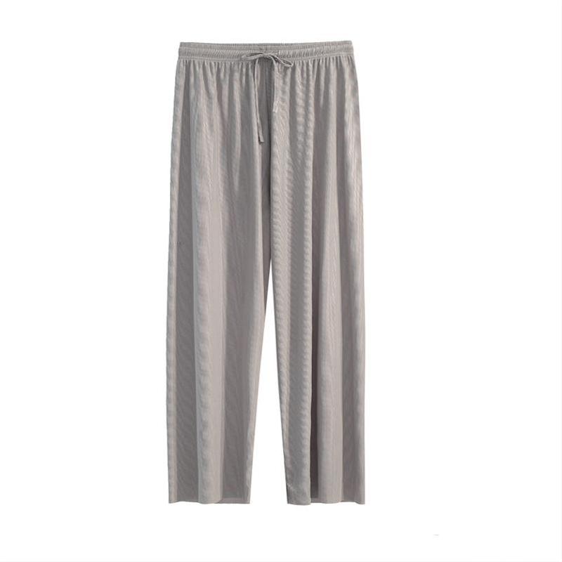 Pantalones de seda de hielo de pierna ancha, culottes rectos de nueve puntas, sección delgada