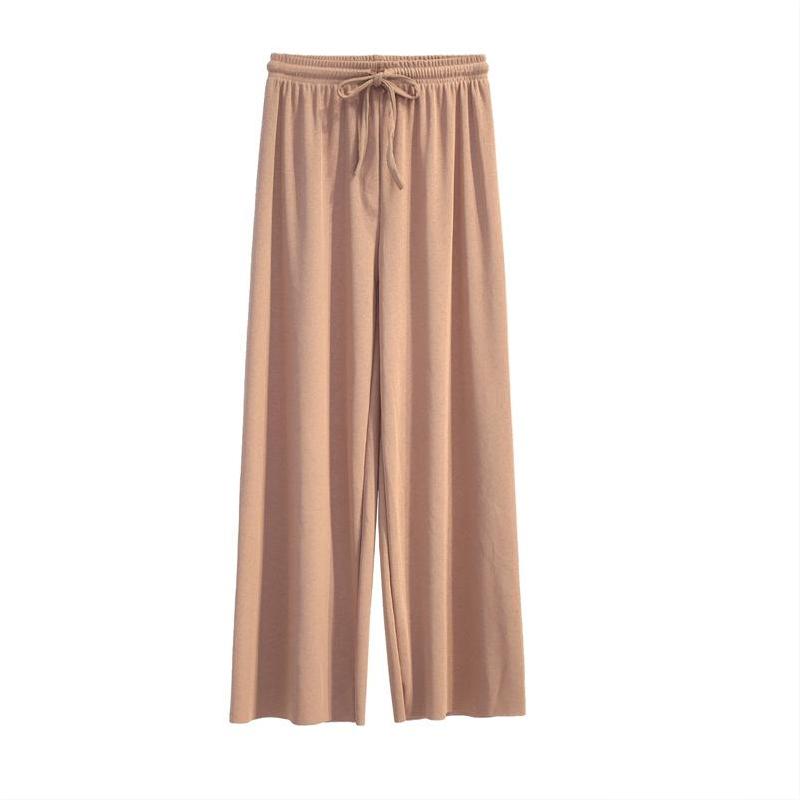 Pantalones de seda de hielo de pierna ancha, culottes rectos de nueve puntas, sección delgada