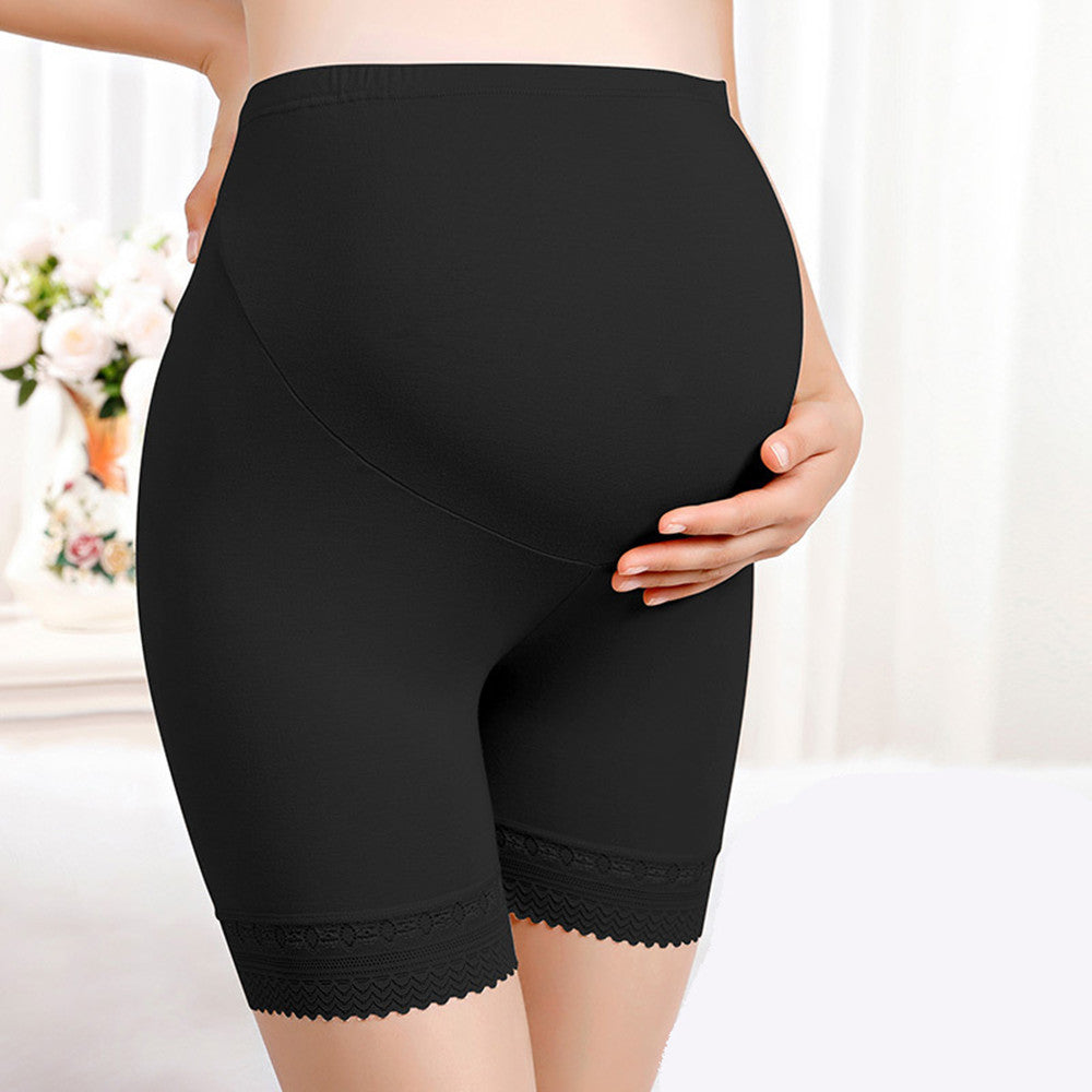 Nuevos pantalones de seguridad de modal para mujeres embarazadas, leggings de verano con realce de vientre ajustable a la moda, ribete de encaje fino para mujeres embarazadas