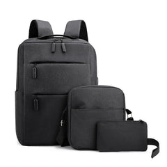 Large-Capacity Three-Piece Backpack Men's Business Casual Computer Backpack Female Students Foreign Trade New Book