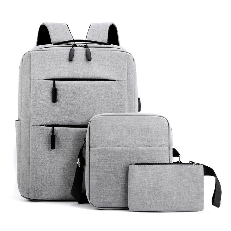 Large-Capacity Three-Piece Backpack Men's Business Casual Computer Backpack Female Students Foreign Trade New Book