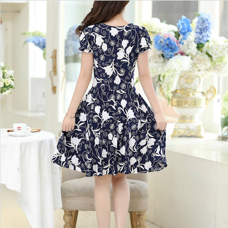 Vestido Feminino Manga Curta Estampa Fina Saia Floral Tamanho Longo Crianças Verão Novo