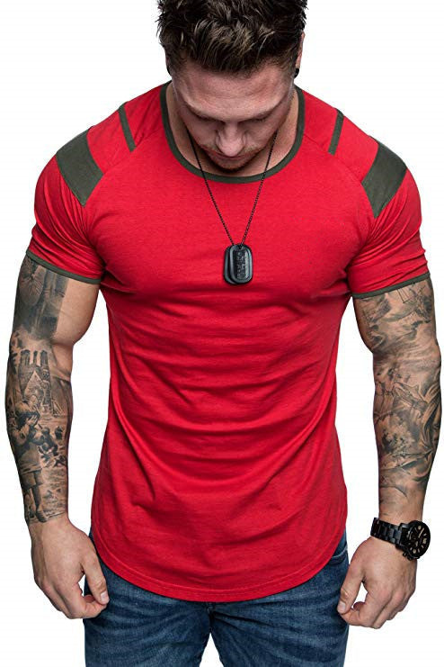 Versión ligera para hombre de la camiseta de cuello redondo de primavera, cuello redondo, algodón, manga corta deportiva