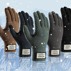 Guantes de pantalla táctil de lana cálida con acolchado de terciopelo y jacquard grueso para hombre