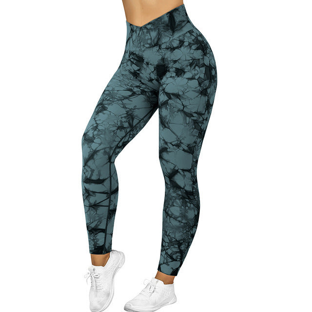 Leggings Tie Dye sem costura para mulheres, calças de ioga, push up, esportivas, fitness, corrida, academia