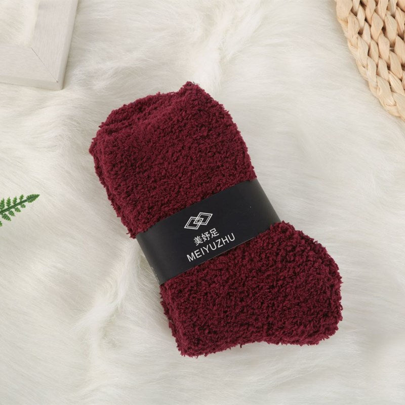 Men's Solid Color Thick Warm Coral Fleece Socks