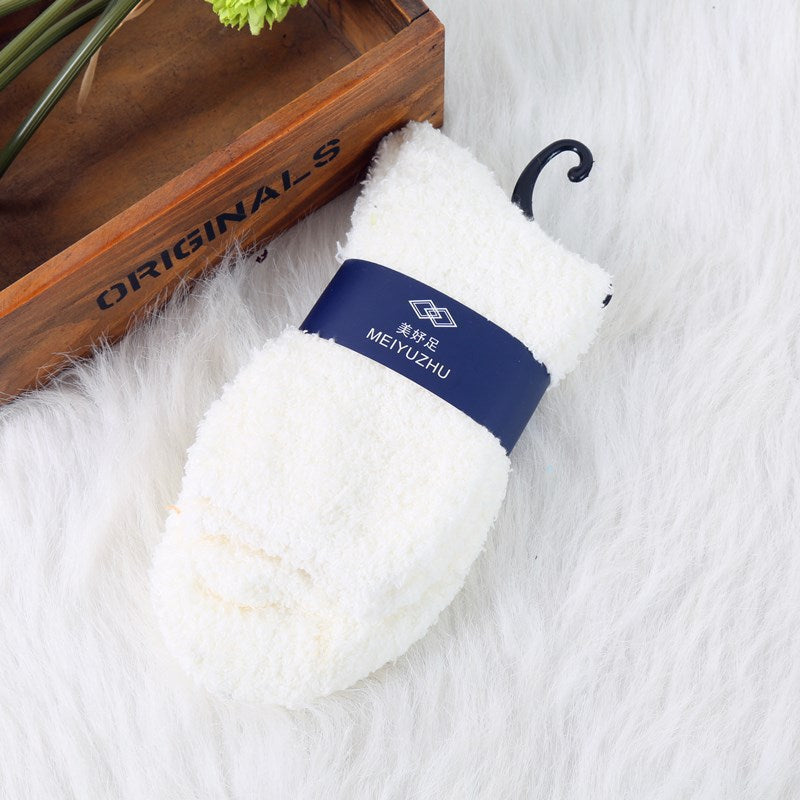 Men's Solid Color Thick Warm Coral Fleece Socks