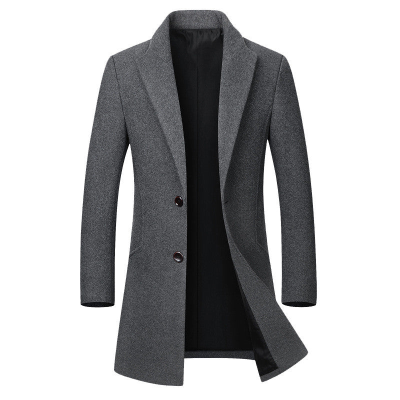 Casaco longo masculino de lã, trench coat 