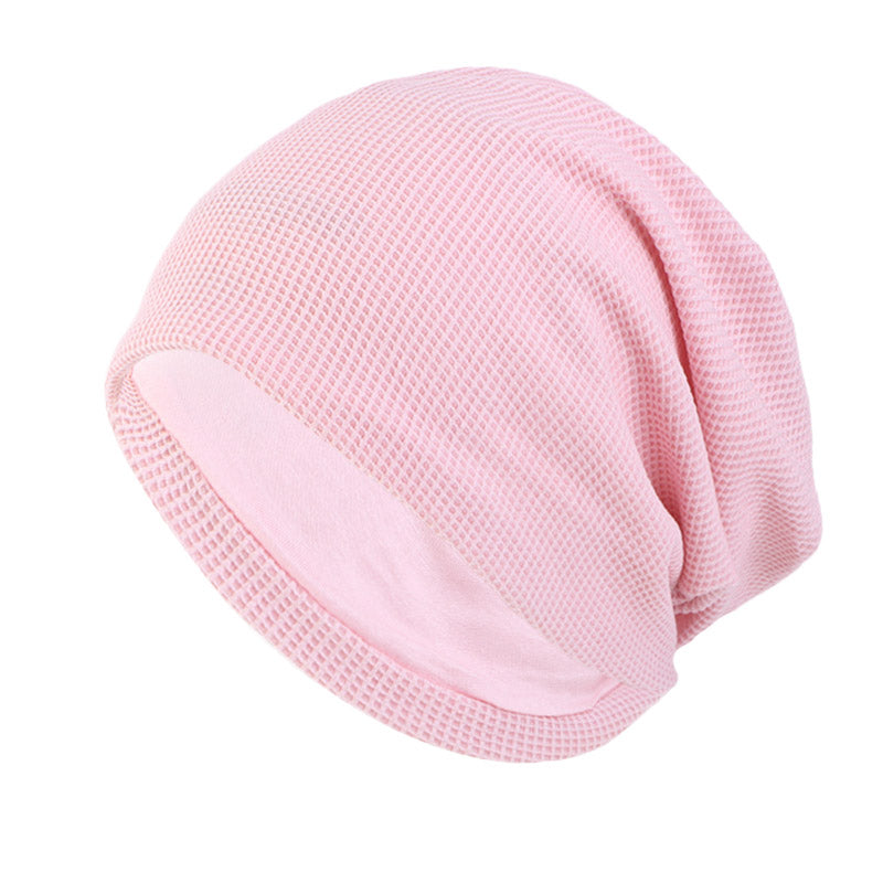 Novo gorro de algodão, camada dupla, aquecedor, xadrez, casal, unissex, folgado, chapéu, quimio, turbante, capa de cabeça