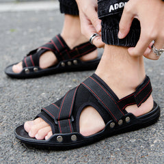 Sandálias Romanas Casuais Masculinas Sapatos de Velcro com Tira