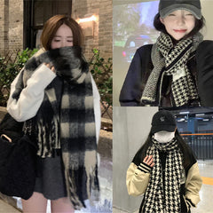 Women's Cashmere-like Houndstooth Design Outer Shawl Scarf