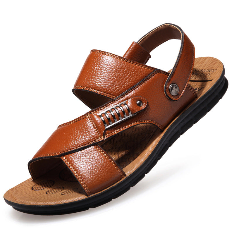 Men's sandals leather beach shoes