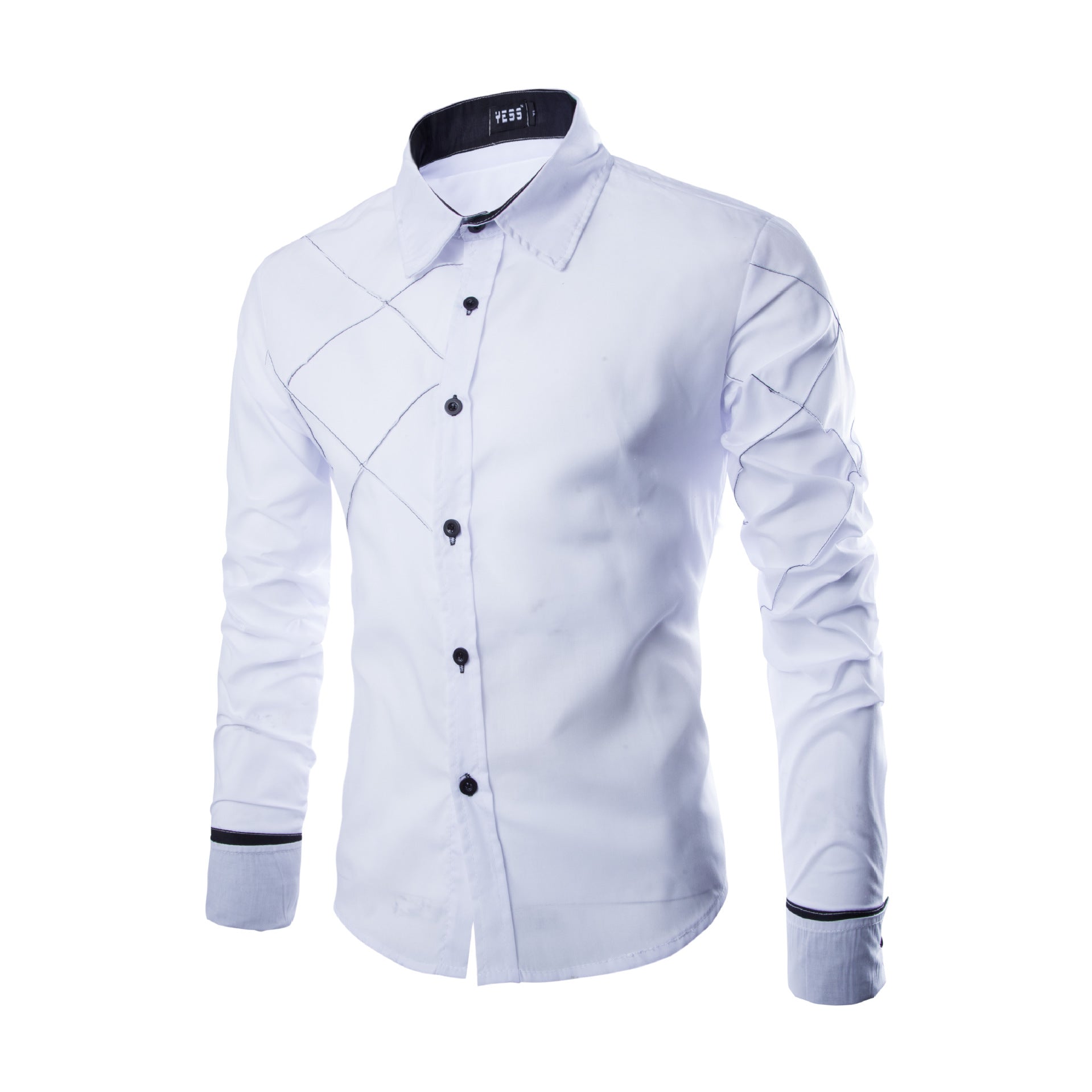 Nova camisa masculina de manga comprida camisa xadrez casual