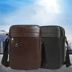 Men's Casual PU Leather One Shoulder Oblique Bag Body