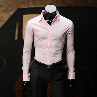 Camisa social masculina de manga comprida slim