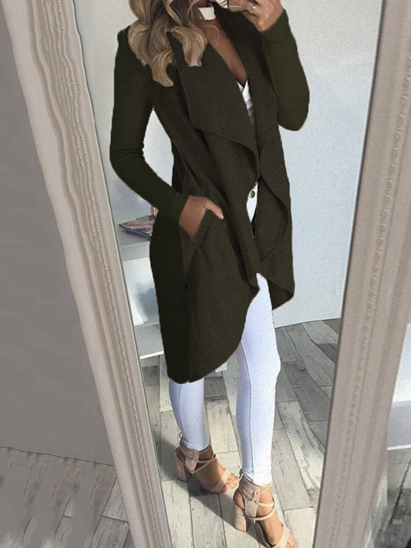 Casaco trench coat slim de comprimento médio com lapela 