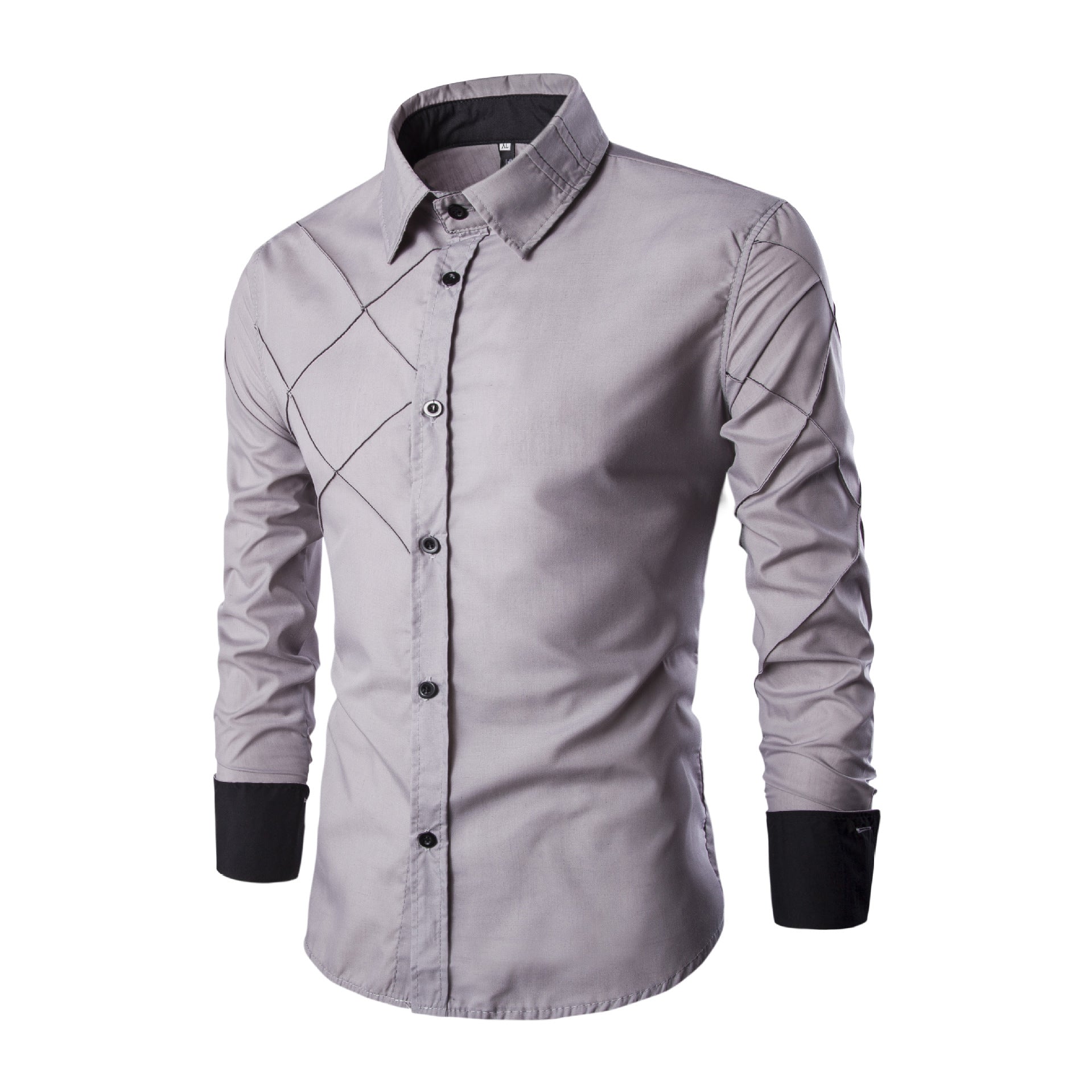 Nova camisa masculina de manga comprida camisa xadrez casual