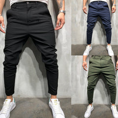 Pantalones de ocio de tejido ajustado de color liso para hombre