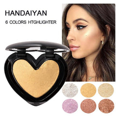 Paleta de iluminadores dorados Iluminador cosmético Contorno de rostro Maquillaje Glow Polvos bronceadores Roze Shimmer High Lighter Heart 