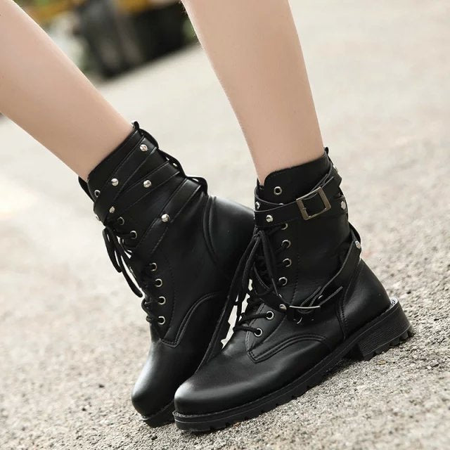 Side zip platform motorcycle booties