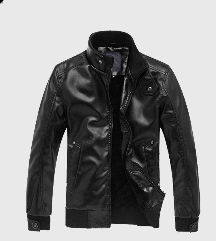 Jaqueta de couro de motociclista slim fit