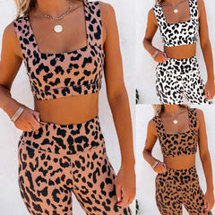 Traje de yoga con estampado de leopardo para mujer con estampado digital