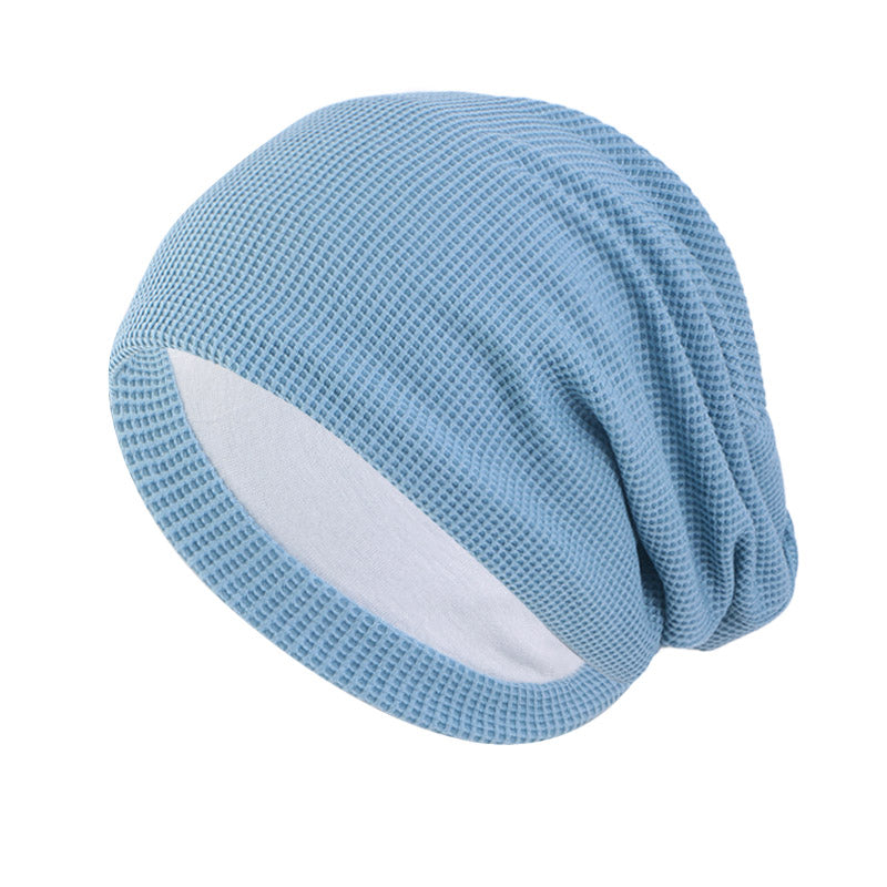 Novo gorro de algodão, camada dupla, aquecedor, xadrez, casal, unissex, folgado, chapéu, quimio, turbante, capa de cabeça