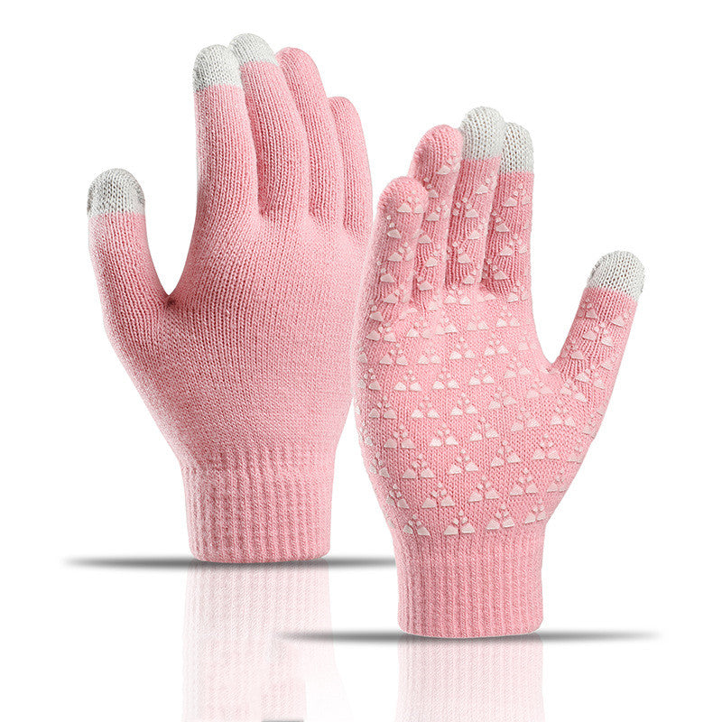 Winter Knitted Gloves For Men And Women Warm Cycling Anti-Cold Anti-Slip Triangular Offset Warm Gloves