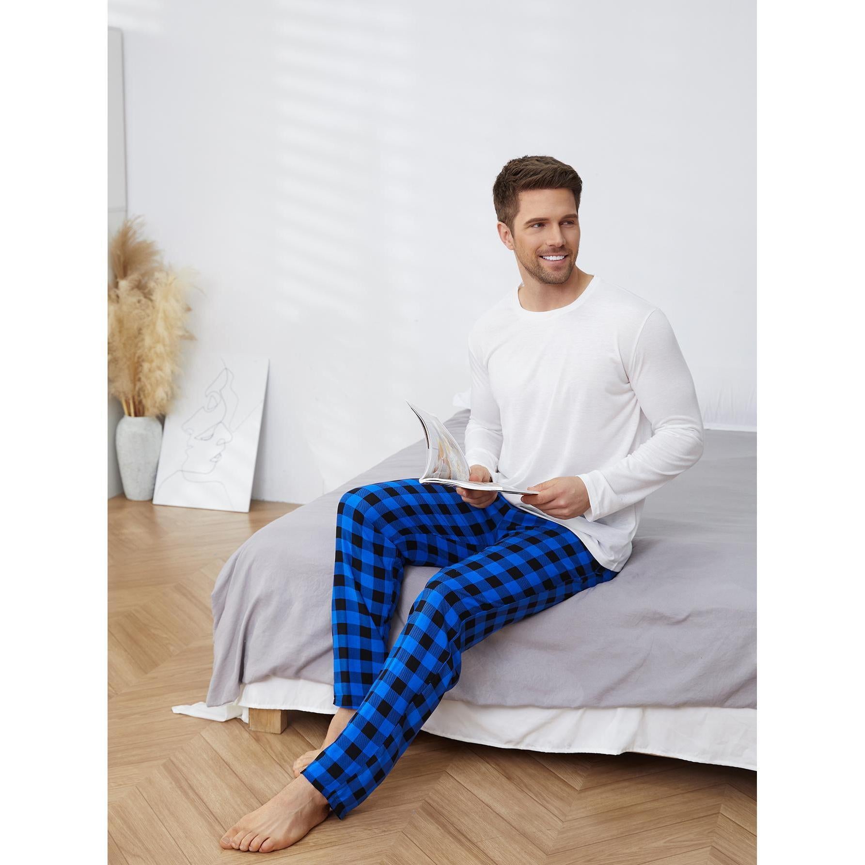 Pijama masculino manga comprida xadrez