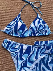 Women's sexy two-piece swimsuit full body print bikini set