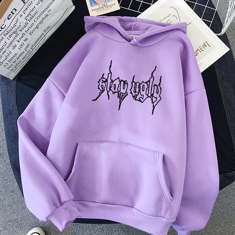 Sudadera holgada con capucha y estampado de llamas estilo hip hop callejero de terciopelo